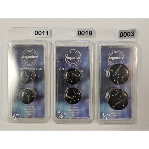 Mixed Zodiac Constellation Ear Jewelry Plug 316L Surgical Steel Bundle Lot of 7 - Picture 2 of 9